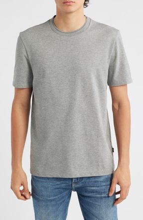 BOSS Thompson Tipped Cotton Blend T-Shirt in Silver at Nordstrom, Size Xx-Large