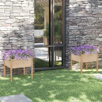 vidaXL Jardineras 2 Uds Madera Maciza De Pino 70x70x70 Cm Vidaxl