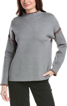 T Tahari Novelty Embroidery Stitch Pullover