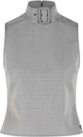 Courr&egrave;ges Buckle Tank Top In Beige Wool Blend