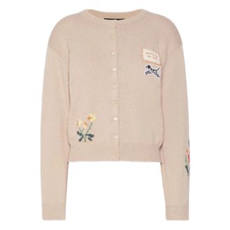 Max Mara Mandorla Intarsio Fiori e Ricamo Patch - Dames - Vesten - Beige - L - Truien & Vesten