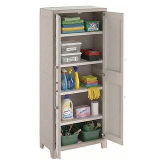 Dmora Armario Exterior Maschito, Mueble Para Exteriores, Mueble De Jard&iacute;n Multiusos, Contenedor Para Balc&oacute;n O Garaje, Made In Italy, 80x44 H182 Cm, Arena - 
