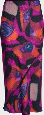 Dries Van Noten Marbled Clay Printed Twill Midi Skirt