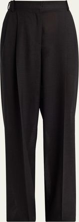 Tom Ford Double-Pleated Wool Straight-Leg Trousers