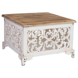 Wanderlust Deco Mesa auxiliar de madera acabado envejecido 59x59x38h cm