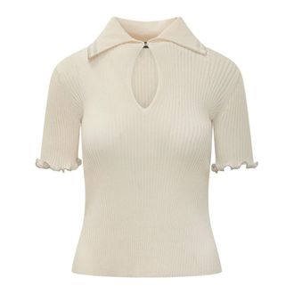 Pinko Polo Shirts, female, White, Size: XS Keyhole-collared Polo Shirt