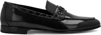 Philipp Plein logo-plaque leather loafers - men - Calf Leather/Patent Calf Leather/Calf Leather - 47 - Black