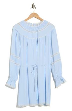 Wayf Lace Trim Long Sleeve Dress in Baby Blue at Nordstrom Rack, Size X-Small