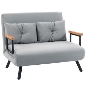 HOMCOM Sof&aacute; cama doble 102x73x81 cm gris claro