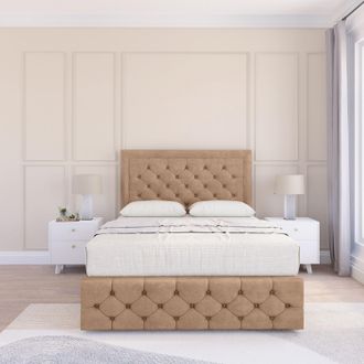 Sloomy Vienna Naples Bed Set, No Drawers Mattress & 54 Headboard in Light Sand | Size: Single