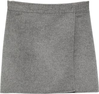 Semicouture Rok van Viltwol - Dames - Korte rokken - Grijs - M - Wol - Rokken