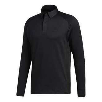 adidas Brushed Brushed Ls Pl Golf Sports Training Casual Long Sleeves polo Black FS6844