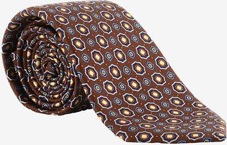 Kiton Krawatte aus Seide mit Tupfen und Bl&uuml;ten