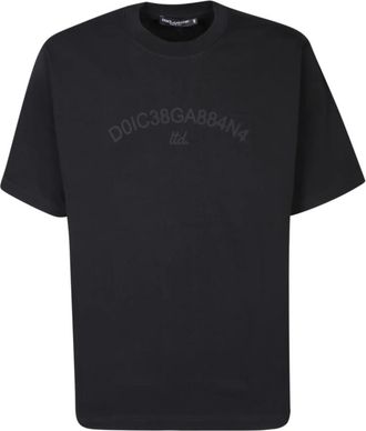 Dolce & Gabbana Ronde hals Katoenen T-shirt met Logo Print - Heren - T-shirts - Zwart - S - Katoen - Tops
