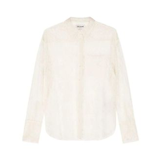 Zadig&Voltaire Overhemden, Dames, Groen, M, Polyester, Tyrone Lace Blouse