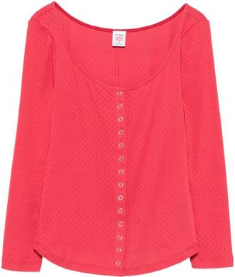 Re/Done X Hanes Pointelle-knit Snap-button Top
