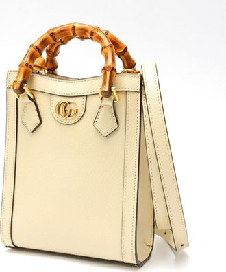 Gucci White Leather Shoulder Bag Tote Bag (Pre-Owned)