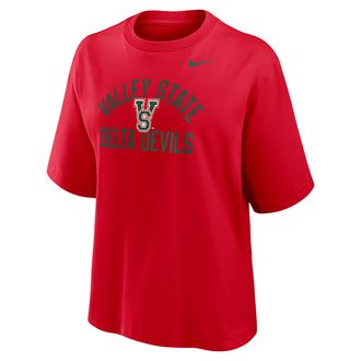 Nike Womens College (Mississippi Valley State University) Boxy T-Shirt in Red | W11668MVSU26-RED