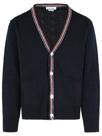 Thom Browne Hector Cardigan In Navy Wool And Mohair Blend