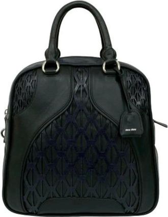 Miu Miu Pre-owned Handbags, female, Black, Size: ONE SIZE Pre-owned Leather Handbag