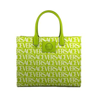 Versace La Medusa Logo Canvas Tote - Bags - Mujer - Amarillo - ONE SIZE