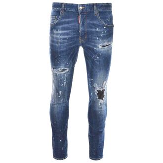 Dsquared2 Mens Skater Jean Destroyed Reinforced Paint Splash Effect Blue Jeans Cotton - Size 32 (Waist)