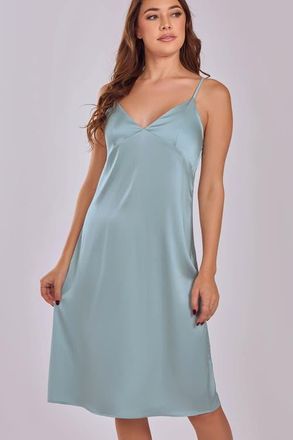 iCollection Satin Nightgown with Adjustable Straps in Sage at Nordstrom, Size X-Large