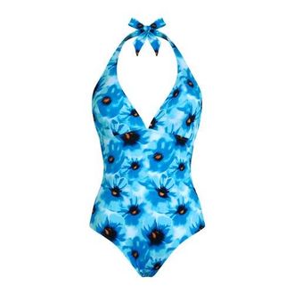 Vilebrequin Women Halter One-piece swimsuit Poppies in Blue Topaz at Nordstrom, Size Medium