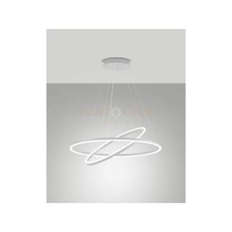 Fabas Luce Leo sospensione bianca 65W 3000K 7050LM D80+60CM 2 cerchi on/off