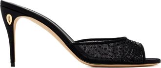 Jennifer Chamandi Guido crystal-embellished sandals - women - Mesh/Fabric/Calf Leather - 36 - Black