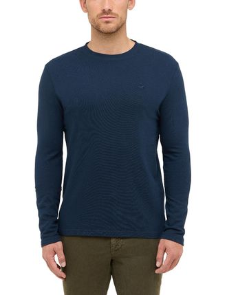 Mustang Langarmshirt MUSTANG Herren Style Asheville, Herren, Gr. XXL, navy, Jersey, 100% Baumwolle, Rundhals, Shirts Langarmshirt