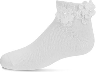 MeMoi Dual Flower Anklet Sock in White at Nordstrom, Size 6-12M