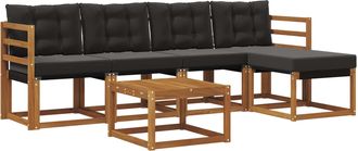 vidaXL Conjunto De Sof&aacute;s De Exterior 6 Uds. Natural Y Negro Vidaxl