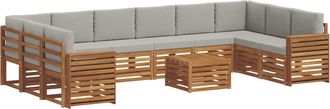 vidaXL Conjunto De Sof&aacute;s De Exterior 11 Uds. Gris Natural Y Claro Vidaxl