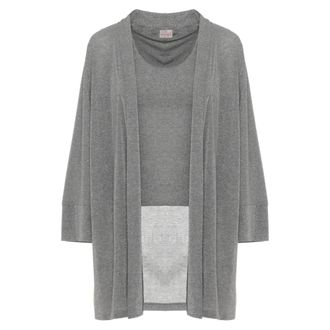 Marella Truien & Vesten, Dames, Grijs, M, Tweed, Linea Emme Two-Piece Set