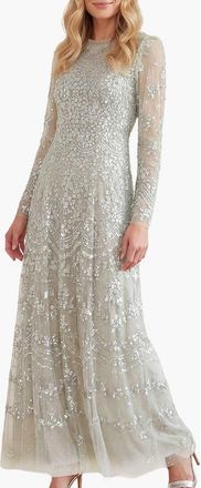 Needle & Thread Freya Long Sleeve Gown in Seafoam at Nordstrom, Size 10