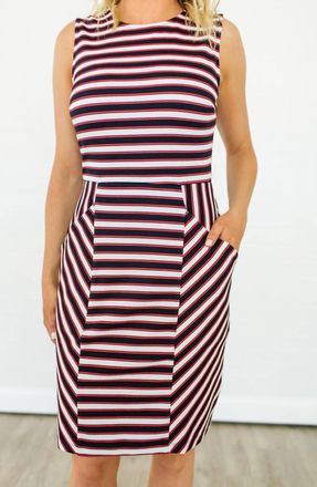 Leota Cabana Panel Dress In Red/blue/white Stripe