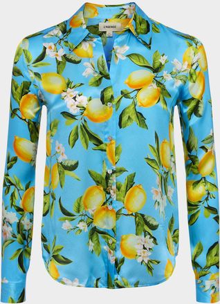 L'agence Floral Lemon Tyler Silk Blouse