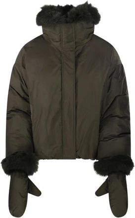 Yves Salomon Sylve Veste 66cm - Dames - Winterjassen - Groen - S - Polyester - Jassen