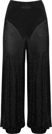 Twentyfourhaitch Pantalones de tul con pedrer&iacute;a - Trousers - Mujer - Negro - XL