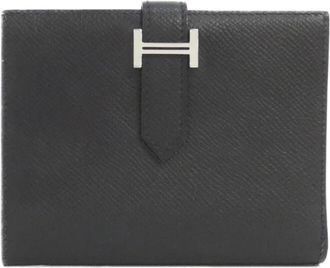 Herm&egrave;s Bearn Black Epsom Leather Wallet (Bi-Fold) (Pre-Owned)