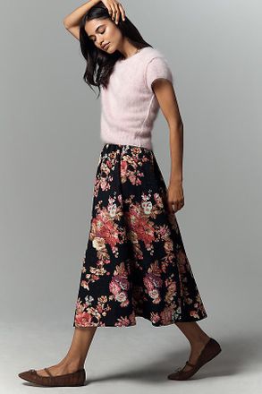 Maeve The Jacie Floral Jacquard Midi Skirt by Maeve