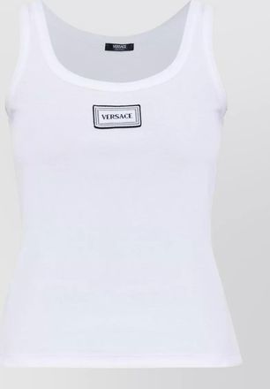 Versace cotton ribbed slim-fit scoop-neck sleeveless tank top
