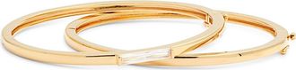Nordstrom Set of 2 Cubic Zirconia Inset Bangle Bracelets in Clear- Gold at Nordstrom