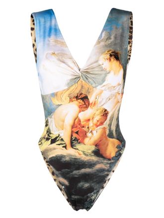 Roberto Cavalli reversible one-piece swimsuit - women - Polyamide/Spandex/Elastane - 44 - Neutrals