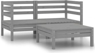 vidaXL 3 Piece Garden Lounge Set Grey Solid Pinewood Vidaxl