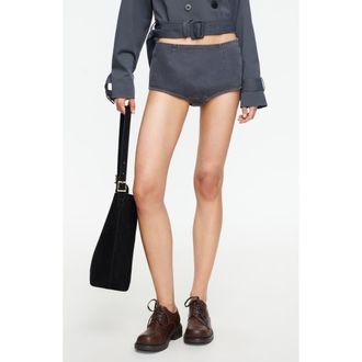 Lioness Blanc Denim Microshorts in Petrol at Nordstrom, Size X-Small