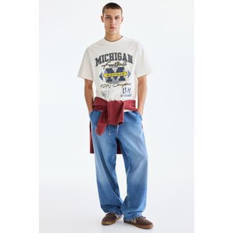 H&M Loose Fit T-shirt in White/university Of Michigan at Nordstrom, Size X-Large