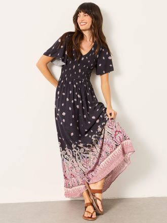 Fat Face FatFace Alma Black Paisley Petite Midi Dress