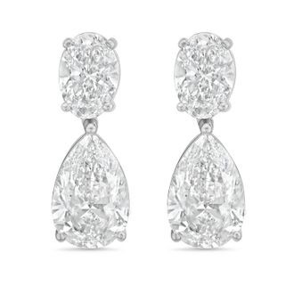 Diana M. Jewels 14KW WG 12.00 Ct TW of Lab grown oval and pear shape diamond drop earrings